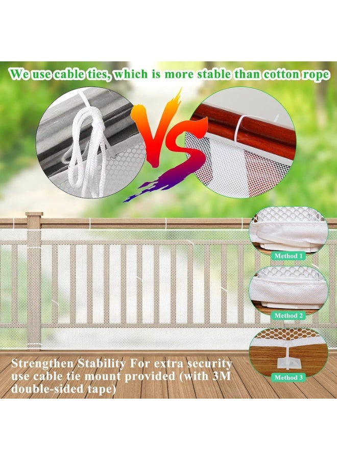 LYNLYN Anti-Fall Safety Net for Balcony and Stairs, Multipurpose Mesh Guard for Baby, Kids, Pets, and Toys, Indoor and Outdoor Use, White Banister Safety Net（300*78cm） - Image 5